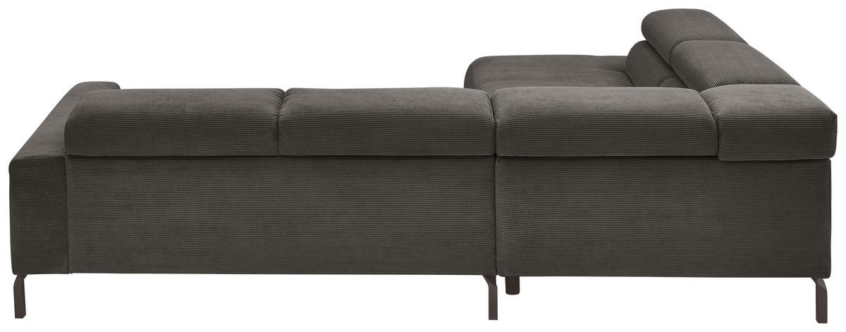 ECKSOFA Feincord Anthrazit  - Anthrazit/Schwarz, Design, Textil/Metall (219/273cm) - Pure Home Lifestyle