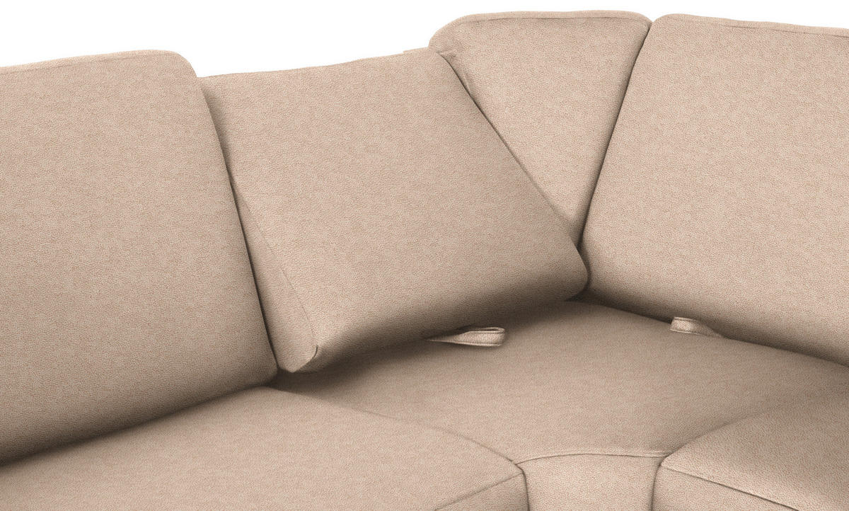 WOHNLANDSCHAFT Beige Flachgewebe  - Chromfarben/Beige, KONVENTIONELL, Textil/Metall (240/336/163cm) - Beldomo System