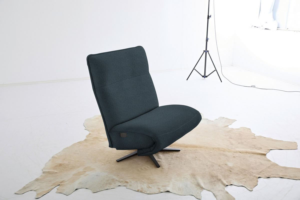 RELAXSESSEL in Textil Dunkelblau  - Schwarz/Dunkelblau, MODERN, Textil/Metall (90/106/96cm) - Chilliano