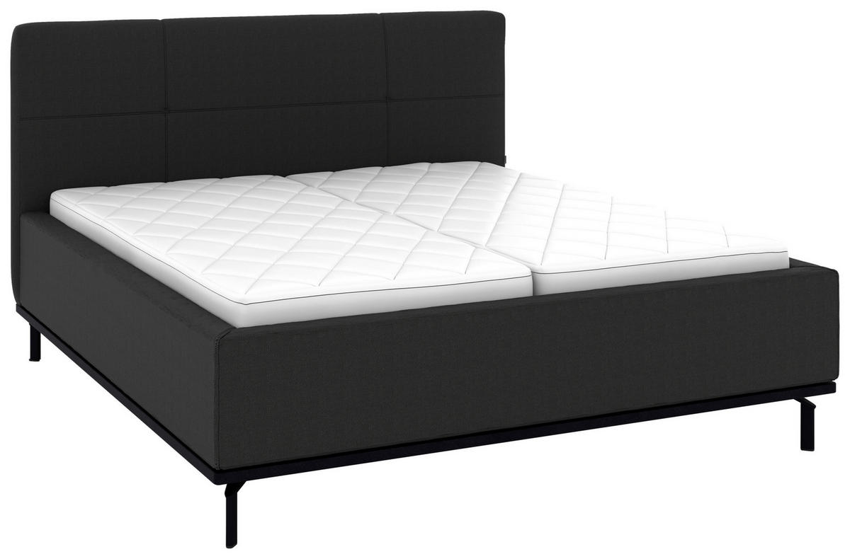 POLSTERBETT 180/200 cm,  in Anthrazit, Matratze, Lattenrost, Bettkasten, H2 + H3 = mittel + fest  - Anthrazit/Graphitfarben, Design, Holz/Textil (180/200cm) - Musterring