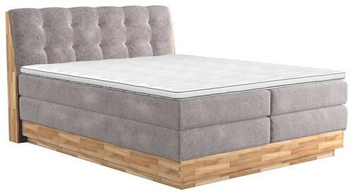 BOXSPRING-ÁGY 160/200 cm  bézs  - bézs/fekete, Natur, textil/fa (160/200cm)