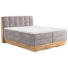 BOXSPRINGBETT 160/200 cm  in Beige  - Beige/Schwarz, Natur, Holz/Textil (160/200cm)