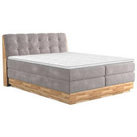 BOXSPRINGBETT 180/200 cm  in Beige  - Beige/Schwarz, Natur, Holz/Textil (180/200cm)