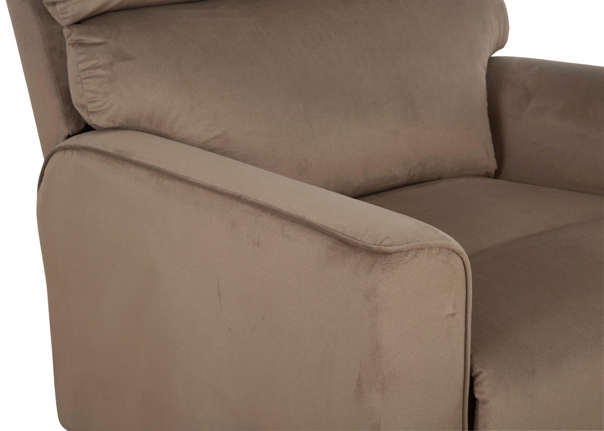 RELAXSESSEL Samt    - Taupe/Schwarz, MODERN, Textil/Metall (87.5/103.5/99cm) - P & B