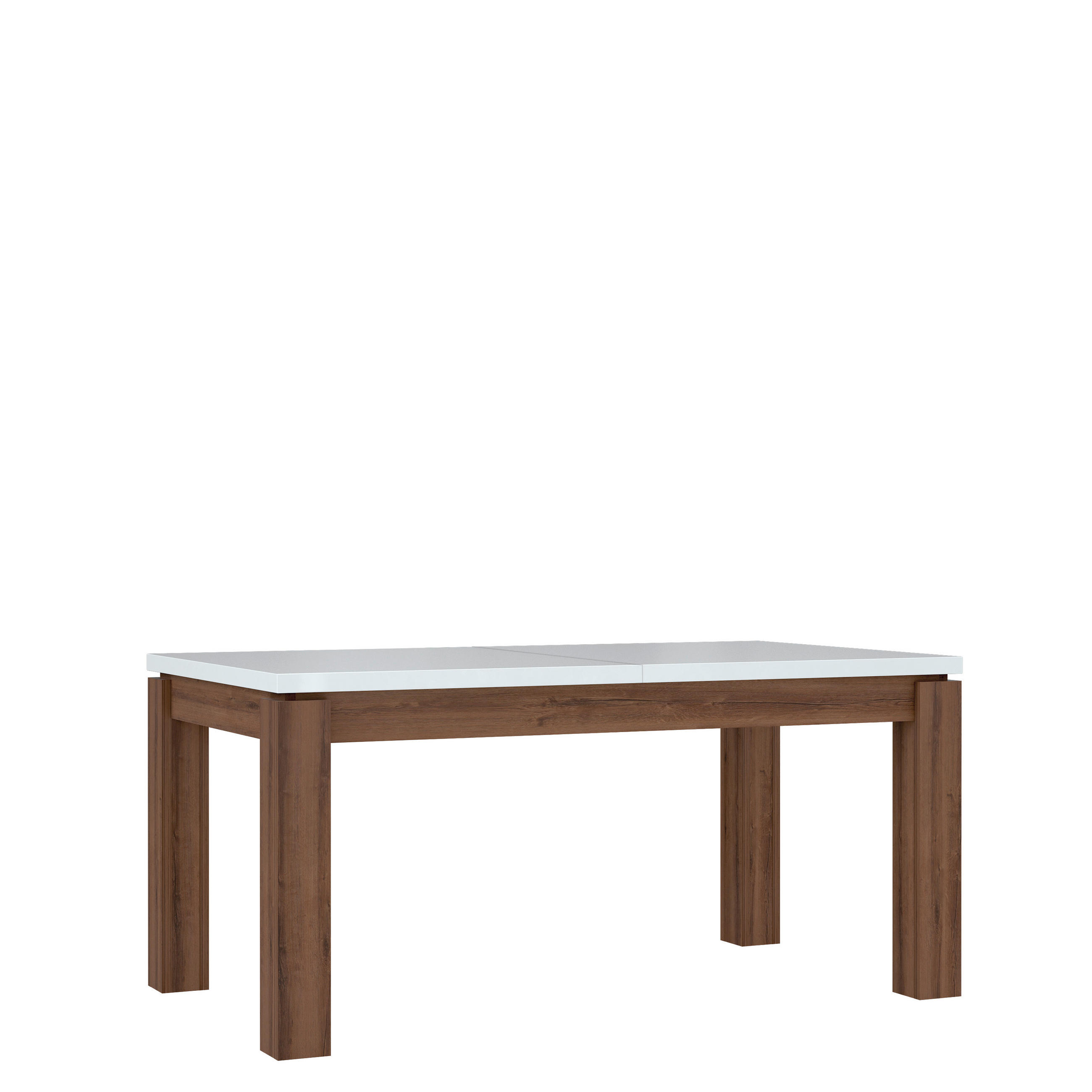 MASĂ din material pe bază de lemn   - culoare lemn stejar/alb lucios intens, Basics, material pe bază de lemn (160-206,6/76/90cm) - Hom`in