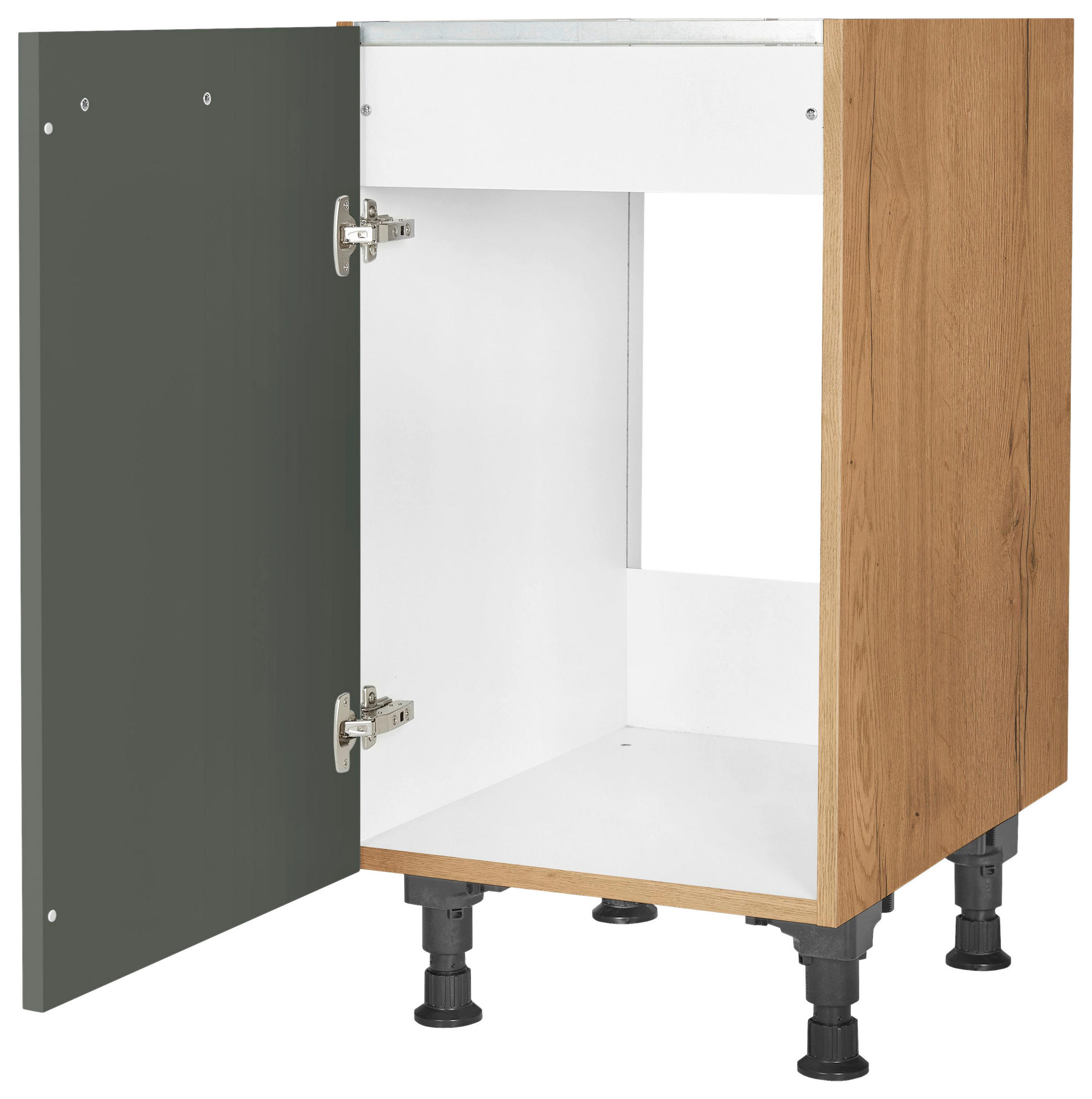 SPÜLENUNTERSCHRANK 45/87/56 cm in Grün, Eichefarben - Eichefarben/Schwarz, MODERN, Holzwerkstoff/Metall (45/87/56cm) - Nobilia