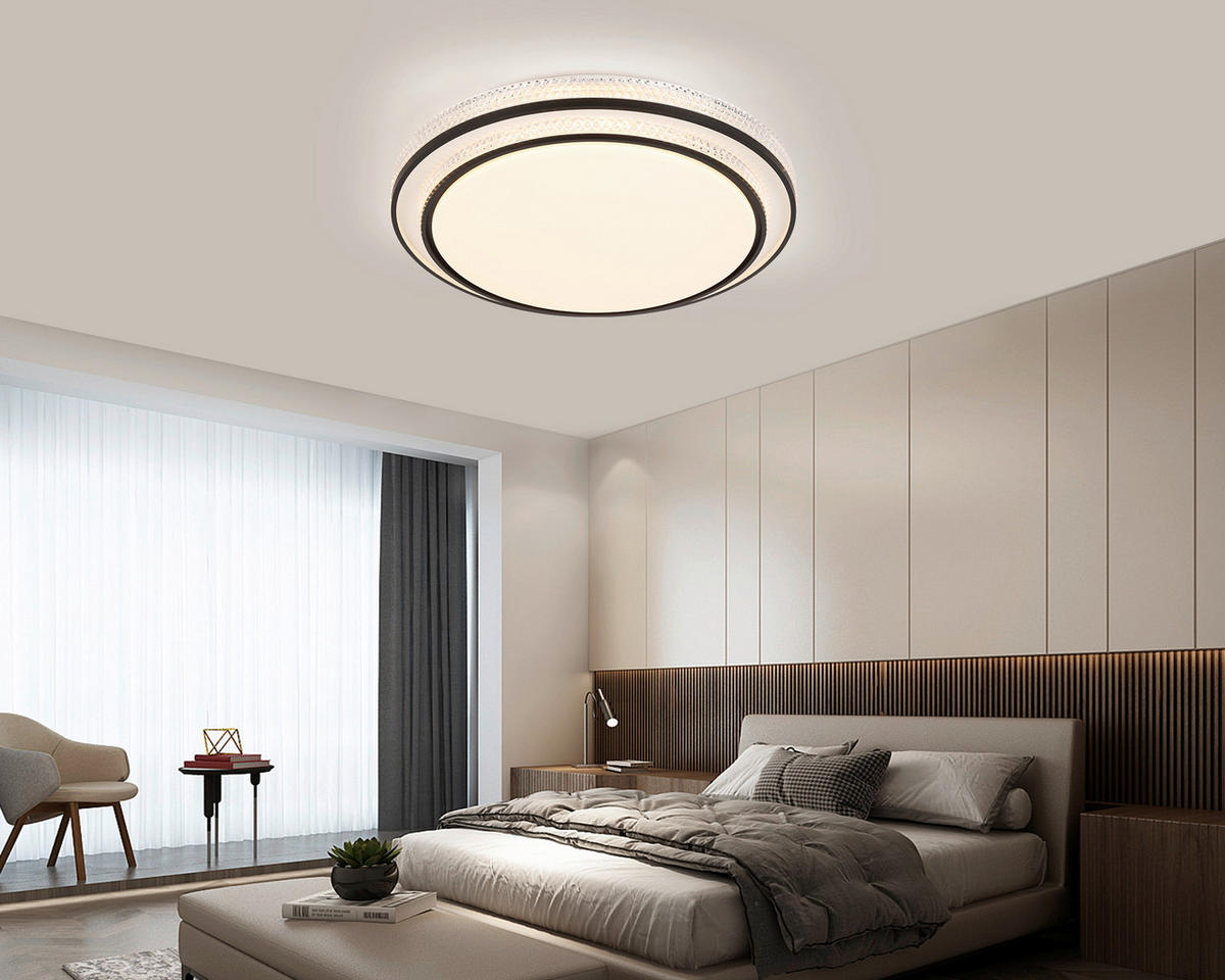 STROPNÉ LED SVIETIDLO, 41/9 cm  - čierna/biela, Basics, kov/plast (41/9cm) - Novel