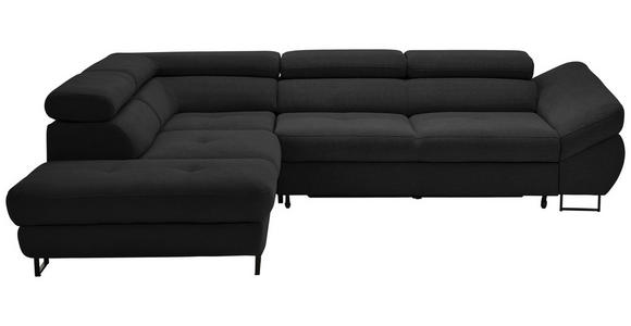 ECKSOFA in Webstoff Schwarz  - Schwarz, Design, Textil/Metall (235/280cm) - Hom`in