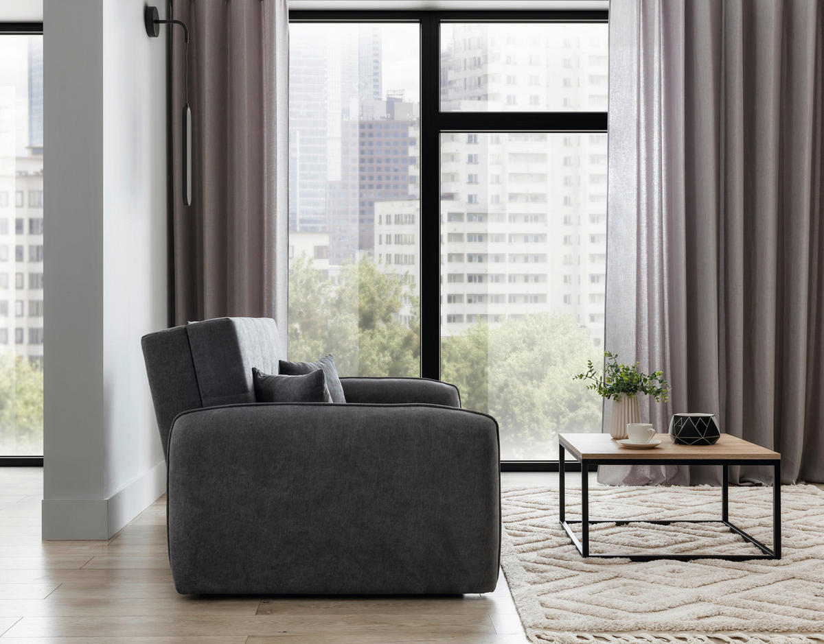 SCHLAFSOFA in Textil Grau  - Silberfarben/Grau, Design, Kunststoff/Textil (155/105/75cm) - MID.YOU
