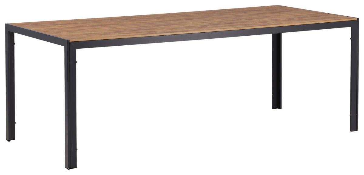 GARTENTISCH 205/90/74 cm  - Schwarz/Naturfarben, KONVENTIONELL, Holz/Metall (205/90/74cm) - Gardenson