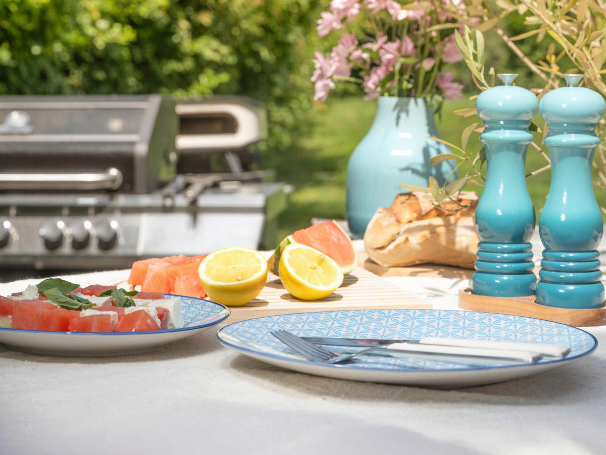 TAFELSERVICE Mediterran Blau 12-teilig  - Weiß/Hellblau, Basics, Keramik - Creatable