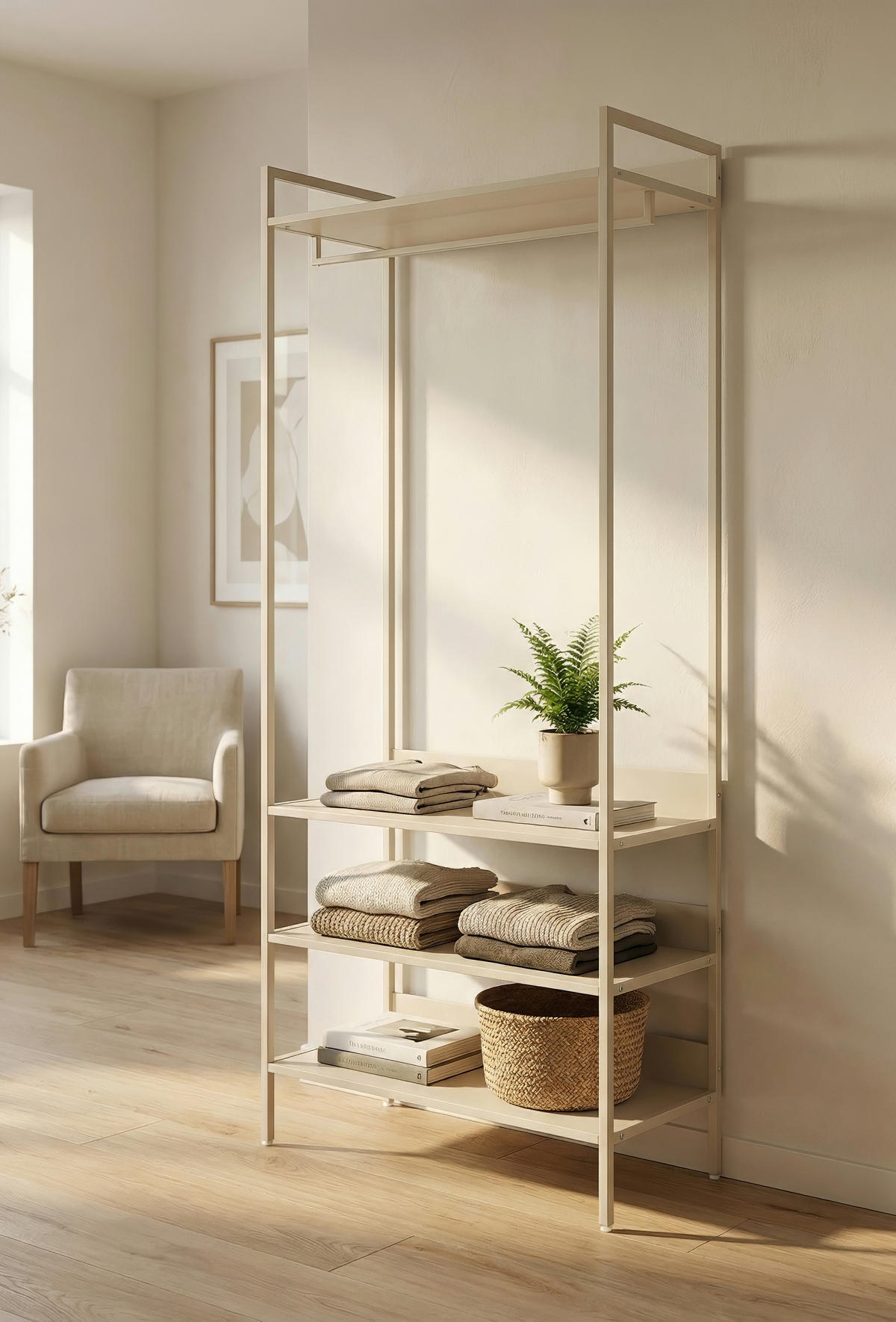 Garderobe Dhaka 84/190/40 cm  - Kaschmir/Beige, Modern, Holzwerkstoff/Metall (84/190/40cm) - MID.YOU