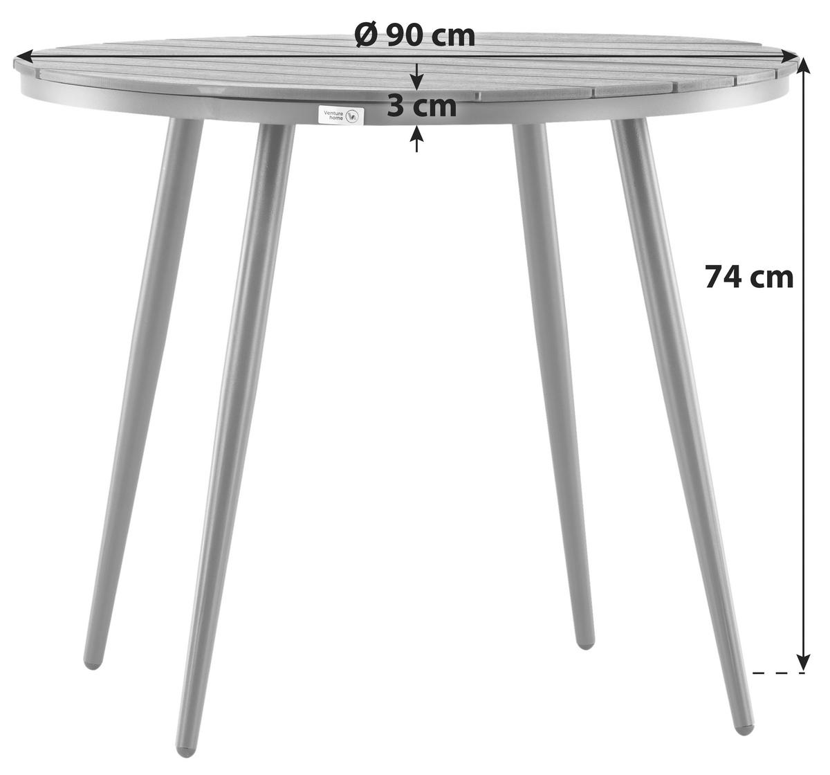 GARTENTISCH Metall, Kunststoff rund  - Schwarz, KONVENTIONELL, Kunststoff/Metall (90/74cm) - Gardenson