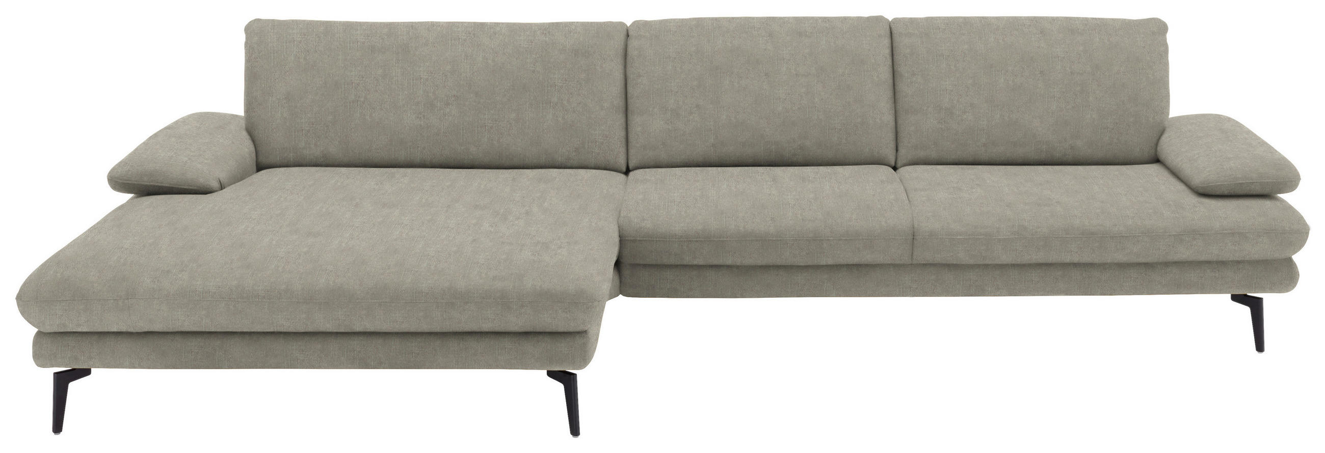 ECKSOFA in Velours Platinfarben  180/310 cm  - Platinfarben/Schwarz, Design, Textil/Metall (180/310cm) - Dieter Knoll