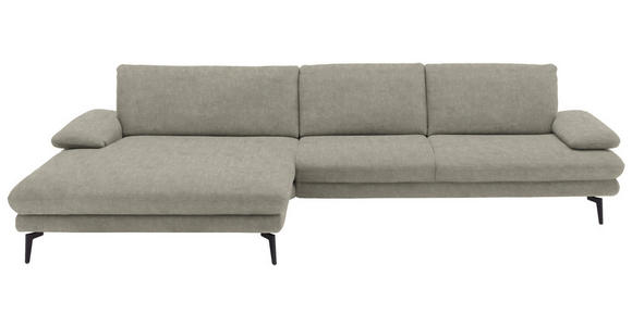 ECKSOFA in Velours Platinfarben 180/310 cm - Platinfarben/Schwarz, Design, Textil/Metall (180/310cm) - Dieter Knoll
