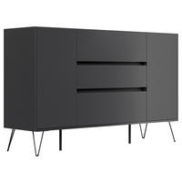 SIDEBOARD Posseik Industrial 155/93,6/42 cm 3 Schublade(n)  - Eichefarben/Graphitfarben, Design, Holzwerkstoff/Metall (155/93,6/42cm) - P & B