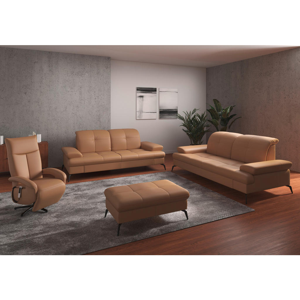Thumbnail - Sit & More 3-Sitzer-Sofa, Cappuccino, Leder, Echtleder, Nappaleder, 212x90x122 cm, Goldenes M, Made in Europe, DGM-Klima...