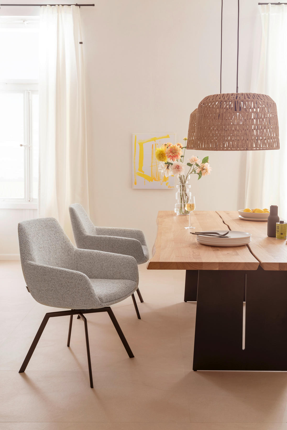 ESSTISCH in Holz, Metall 250/110/75 cm  - Eichefarben/Anthrazit, Design, Holz/Metall (250/110/75cm) - Schöner Wohnen