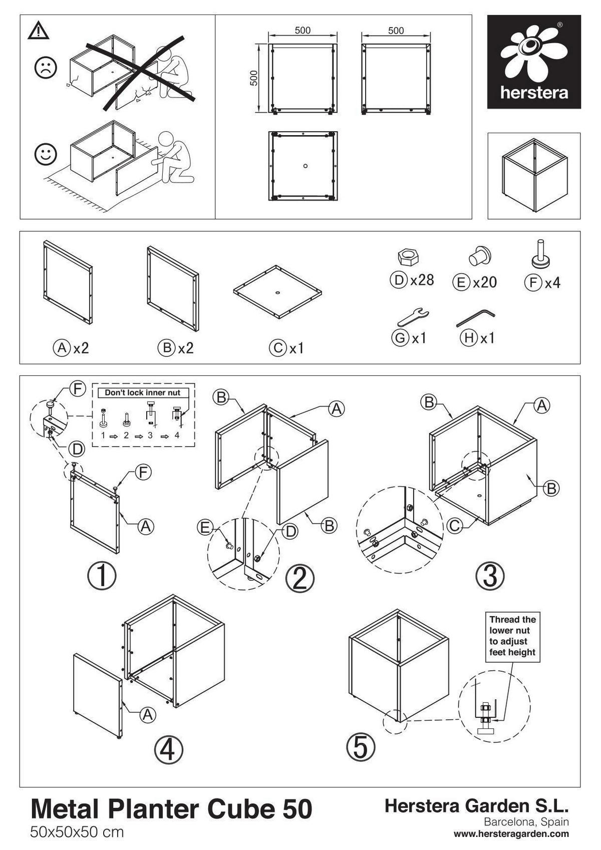 PFLANZENTOPF  - Anthrazit, Basics, Metall (50/50/50cm)