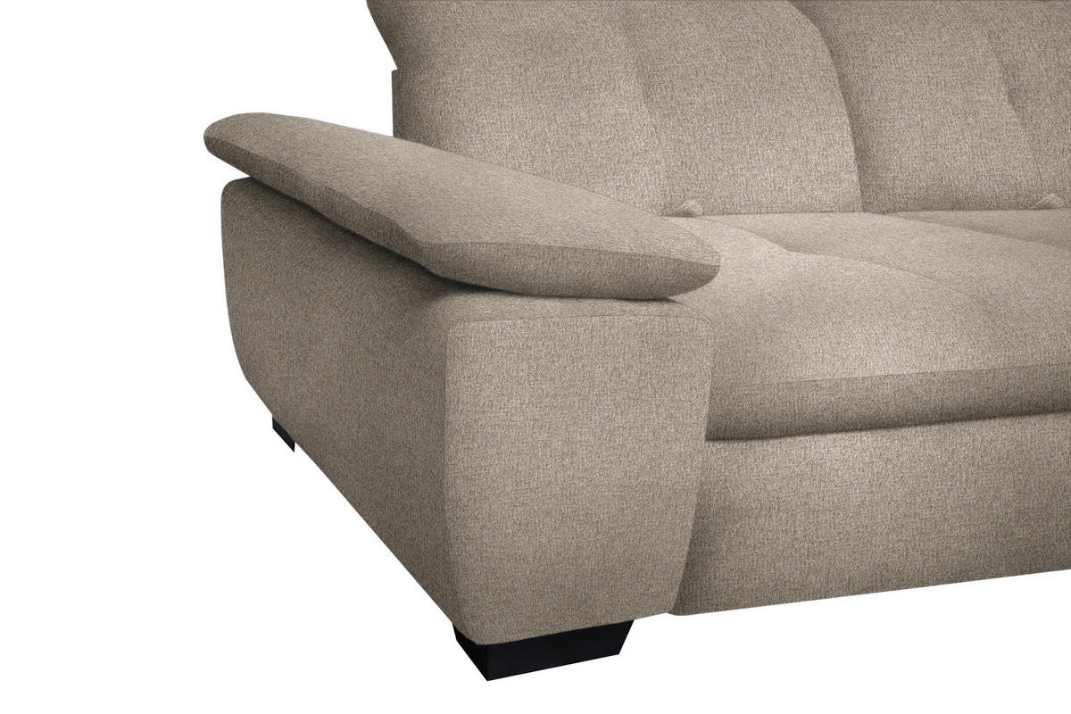 ECKSOFA in Flachgewebe Beige  - Beige/Schwarz, Design, Textil/Metall (242/313cm) - Xora