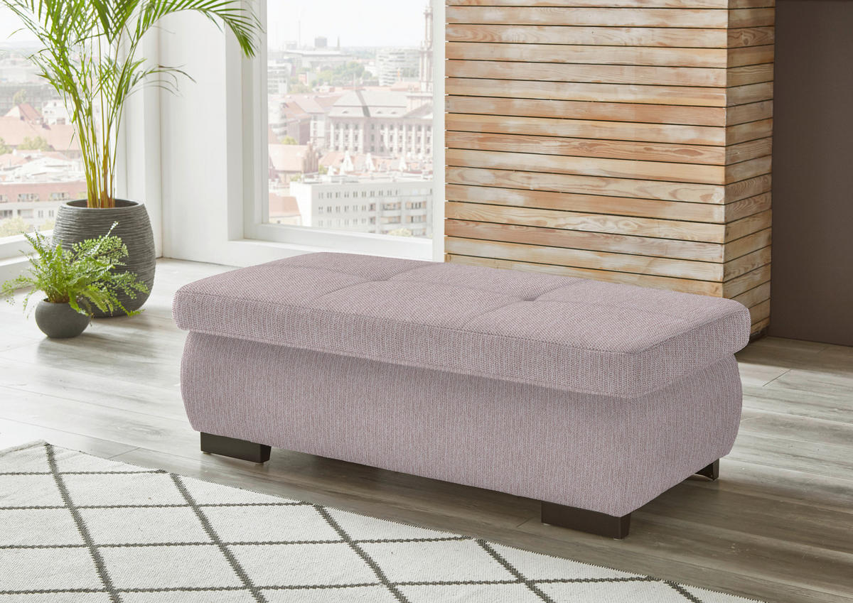 ECKSOFA in Flachgewebe Hellrosa  - Hellrosa/Schwarz, Design, Textil/Metall (297/174cm) - Beldomo Style