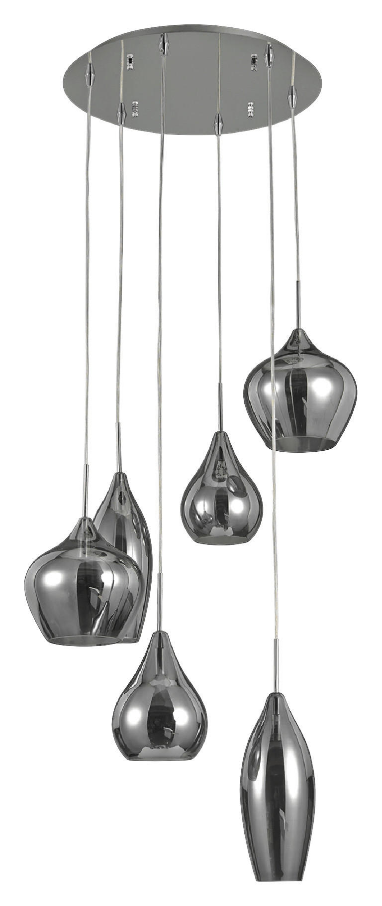 HÄNGELEUCHTE  - Grau, Design, Glas/Metall (60/30-135cm) - Dieter Knoll