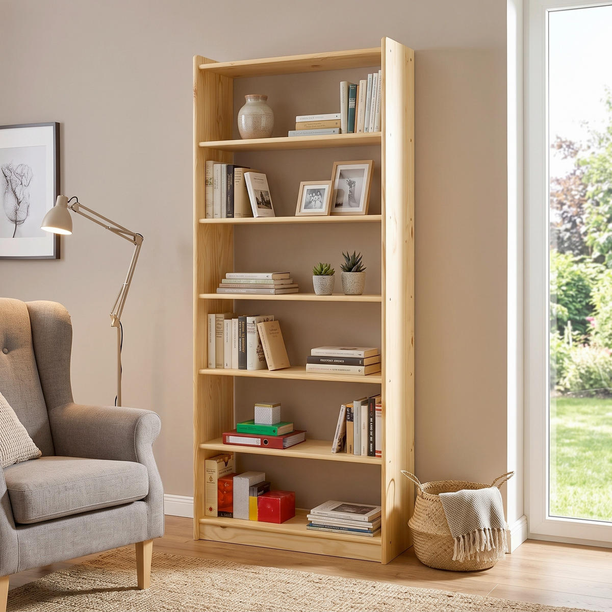 REGAL   - Naturfarben, Natur, Holz (80/200/30cm) - Livetastic