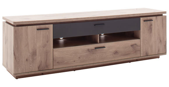 LOWBOARD Anthrazit, Eiche dunkel  210/65/50 cm  - Eiche dunkel/Anthrazit, KONVENTIONELL, Holzwerkstoff/Metall (210/65/50cm) - Cantus