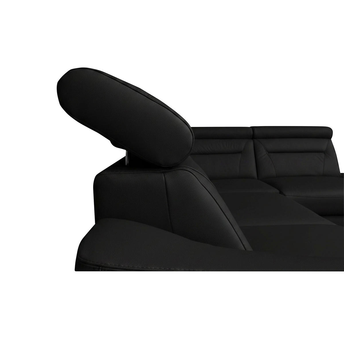 ECKSOFA Schwarz Echtleder Lederlook Bettkasten, Schlaffunktion, Rücken echt, Kopfteilverstellung  - Wengefarben/Schwarz, Design, Leder/Holz (260/212cm) - Celina Home