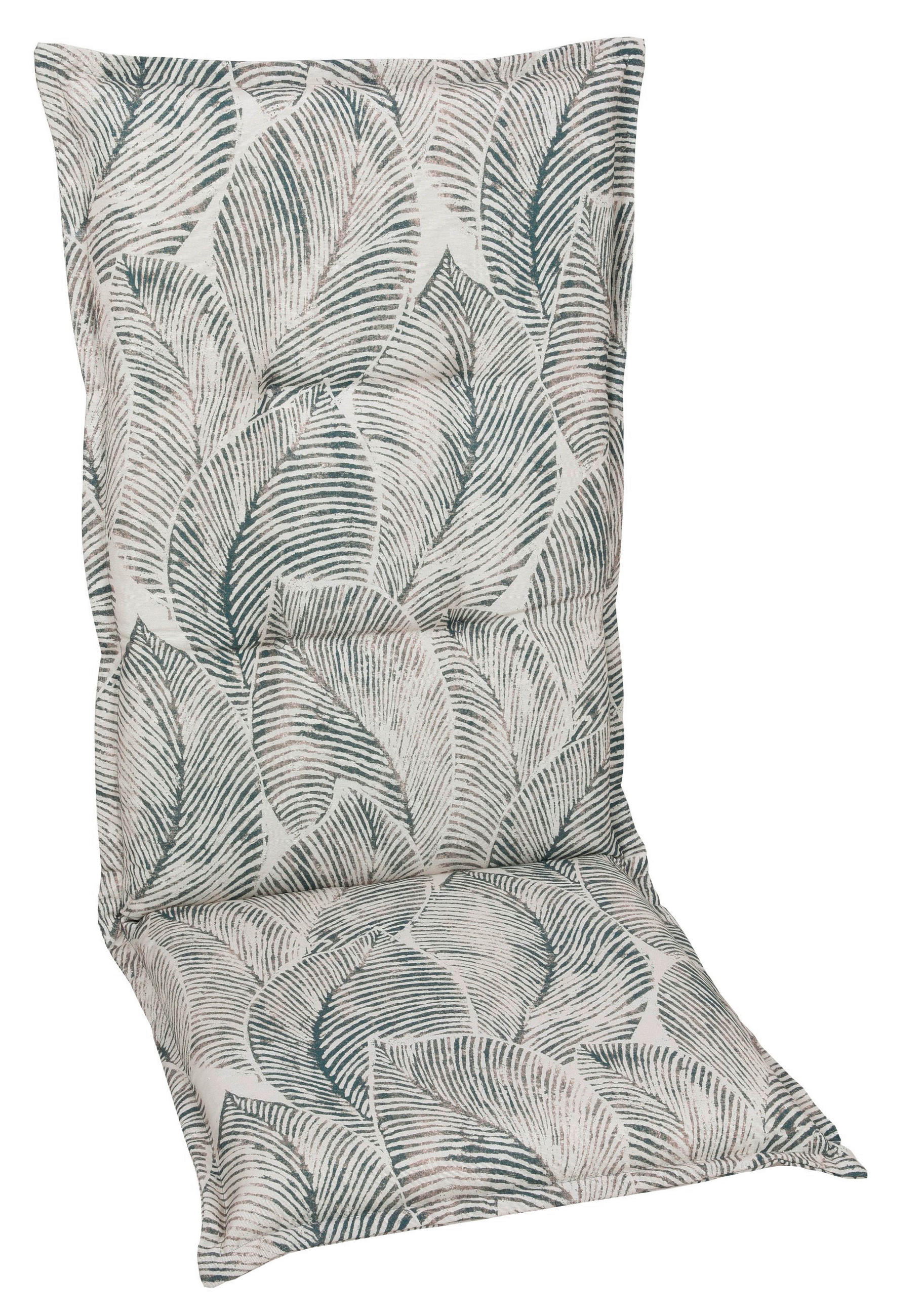 SESSELAUFLAGE Blätter  - Weiß/Grau, Design, Textil (50/7/108cm)