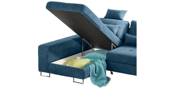 ECKSOFA in Flachgewebe Blau  - Blau, Design, Textil/Metall (188/260cm) - Hom`in