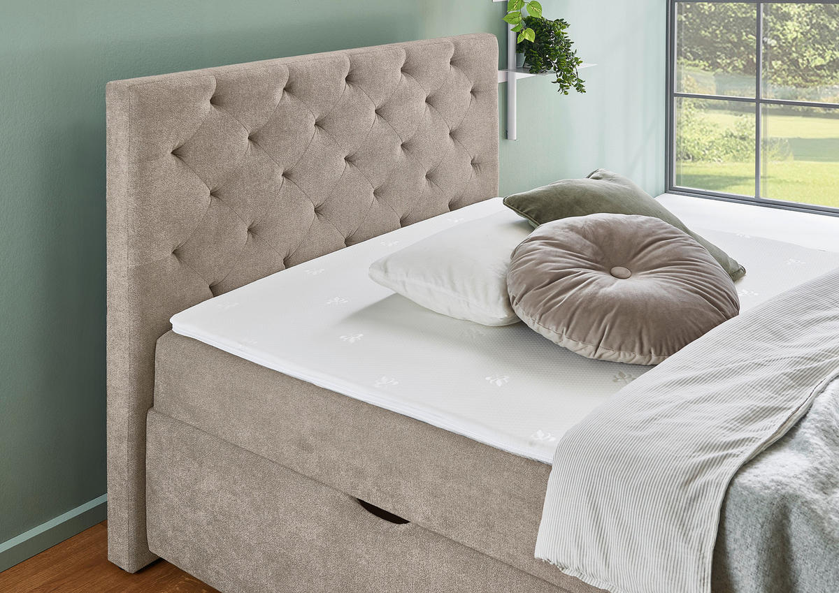 BOXBETT 140/200 cm  in Creme  - Eichefarben/Creme, Basics, Holz/Textil (140/200cm) - Boxxx