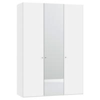 DREHTÜRENSCHRANK 153/220/40 cm,  in Weiß, 3-türig  - Silberfarben/Weiß, Design, Glas/Holzwerkstoff (153/220/40cm) - Jutzler