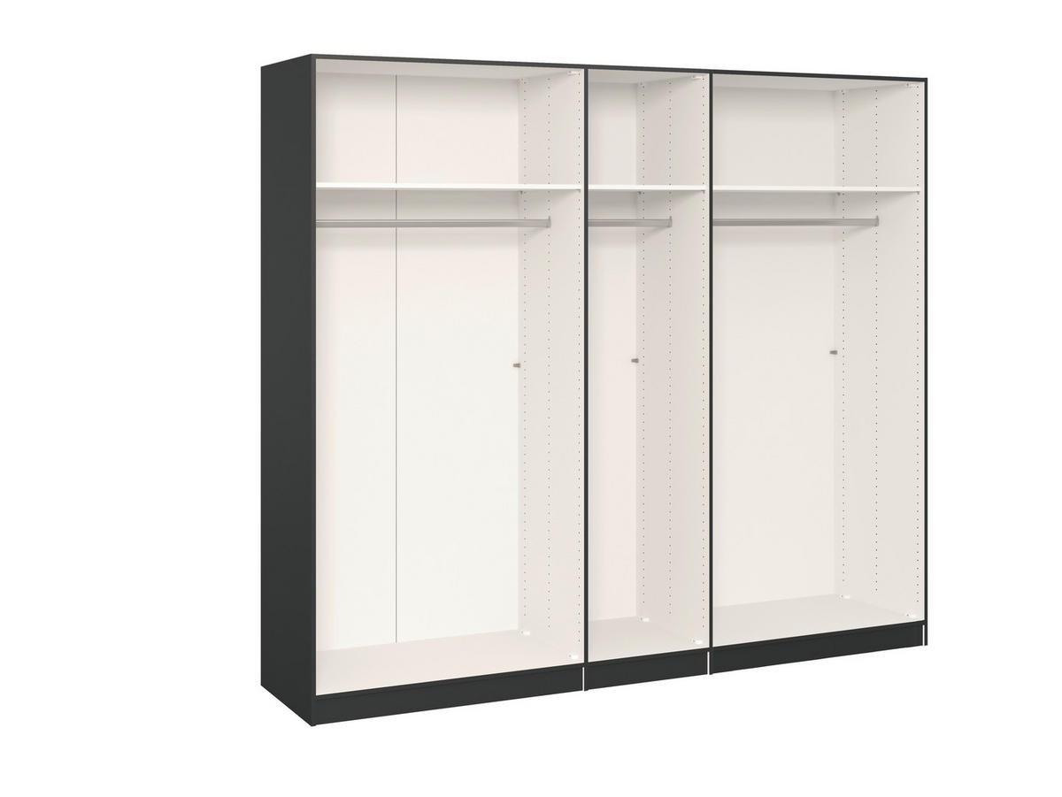 DREHTÜRENSCHRANK 253/195/59 cm 5-türig Anthrazit, Schwarz  - Edelstahlfarben/Anthrazit, Design, Holzwerkstoff (253/195/59cm) - Boxxx