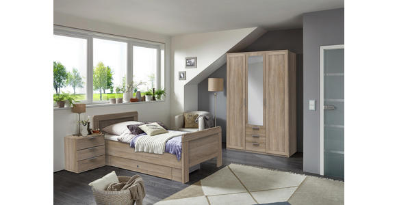 DREHTÜRENSCHRANK in Eichefarben - Eichefarben/Silberfarben, KONVENTIONELL, Holzwerkstoff (135/210/58cm) - Cantus