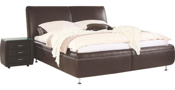 POLSTERBETT 160/200 cm - Chromfarben/Braun, Design, Leder/Metall (160/200cm) - Dieter Knoll