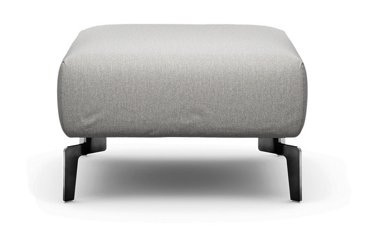 HOCKER Chenille Hellgrau  - Hellgrau/Schwarz, Design, Textil/Metall (70/70/46cm) - SENSOO