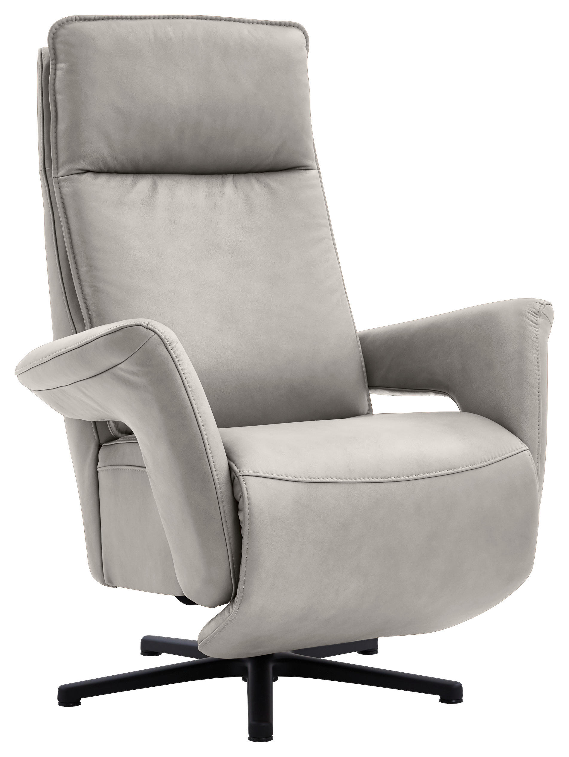 RELAXSESSEL in Leder Hellgrau  - Hellgrau/Schwarz, Design, Leder/Metall (83/112/87-174cm) - Valdera