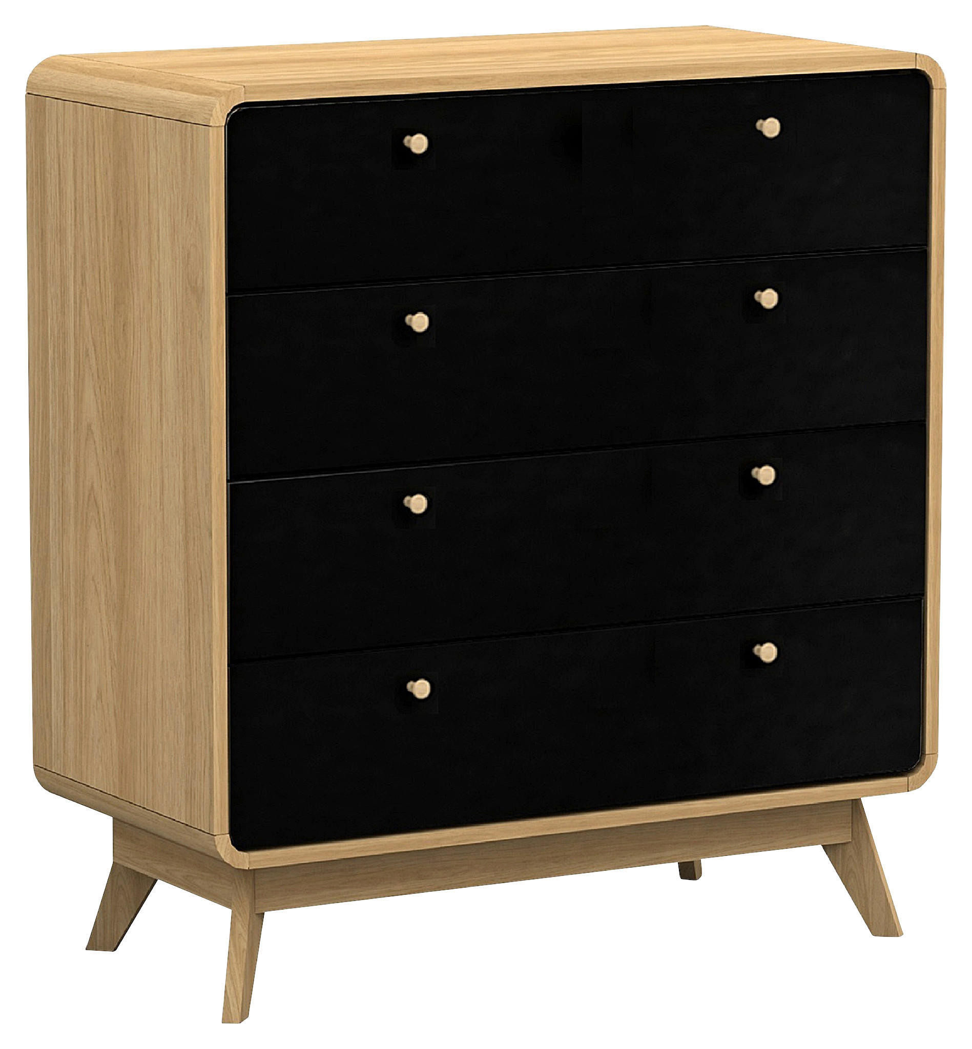 KOMMODE Cassie, 80/88/39 cm, 4 Schublade(n)  - Eichefarben/Schwarz, Design, Holzwerkstoff (80/88/39cm) - MID.YOU