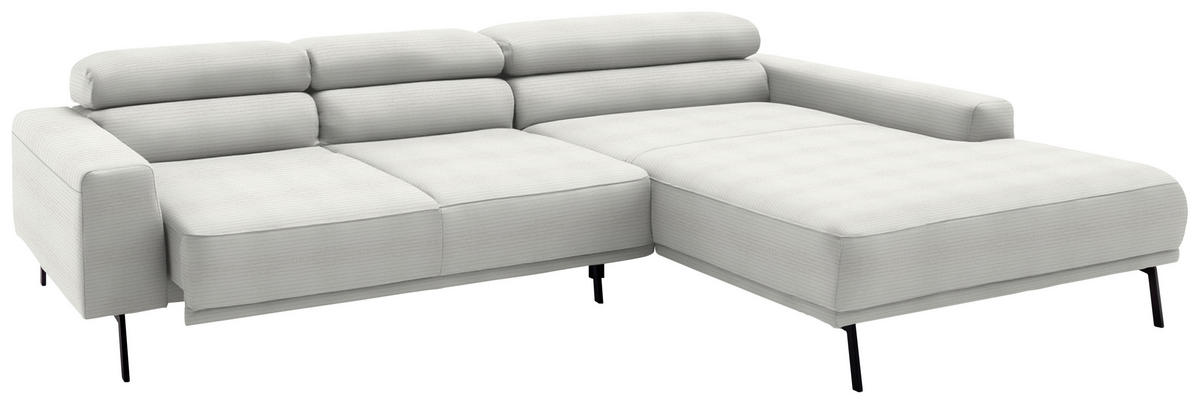 ECKSOFA Cord Weiss  - Weiss/Schwarz, Design, Textil/Metall (293/215-217cm) - Schöner Wohnen