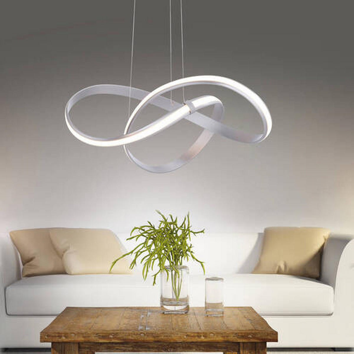 LED-HÄNGELEUCHTE 57/57/120 cm  - Grau, Design, Kunststoff/Metall (57/57/120cm) - Paul Neuhaus