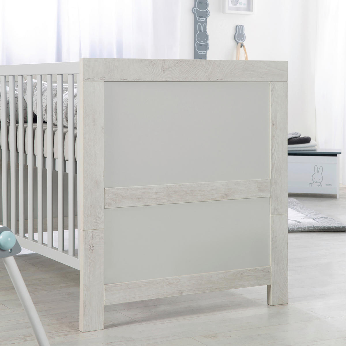 GITTERBETT Mila  - Eichefarben/Grau, Basics, Holzwerkstoff (76/82/144cm) - Roba