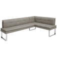 ECKBANK 253/174 cm in Chromfarben, Ecru - Chromfarben/Ecru, Design, Textil/Metall (253/174cm) - Novel