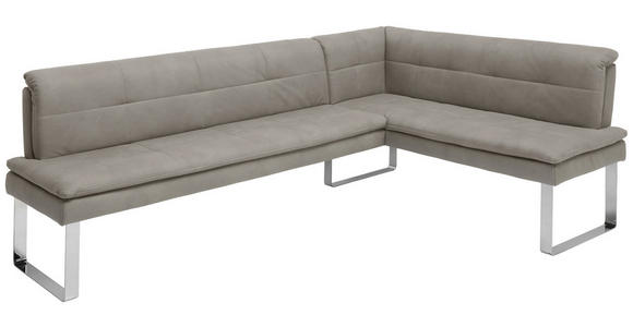 ECKBANK 253/174 cm in Chromfarben, Ecru - Chromfarben/Ecru, Design, Textil/Metall (253/174cm) - Novel