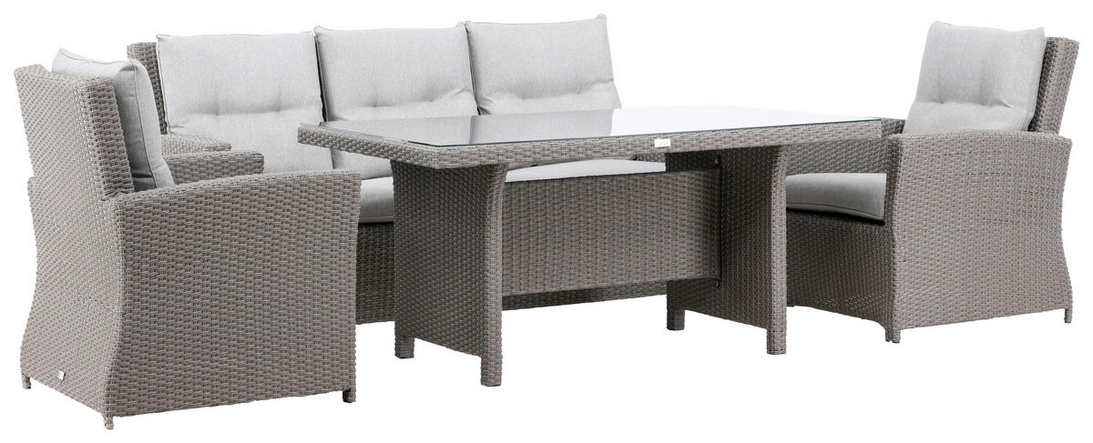 LOUNGESET 2 delar  - grå, Klassisk, glas/plast - Gardenson
