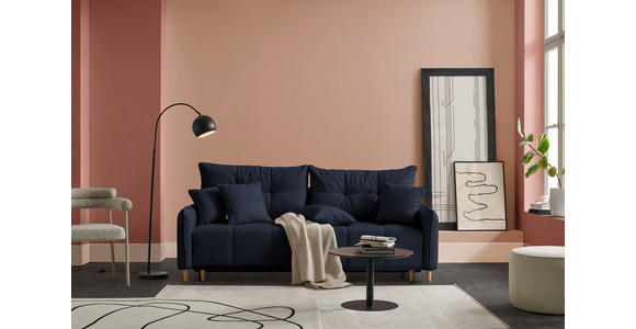 SCHLAFSOFA  in Struktur Dunkelblau  - Buchefarben/Dunkelblau, Design, Holz/Textil (217/97/101cm) - Carryhome