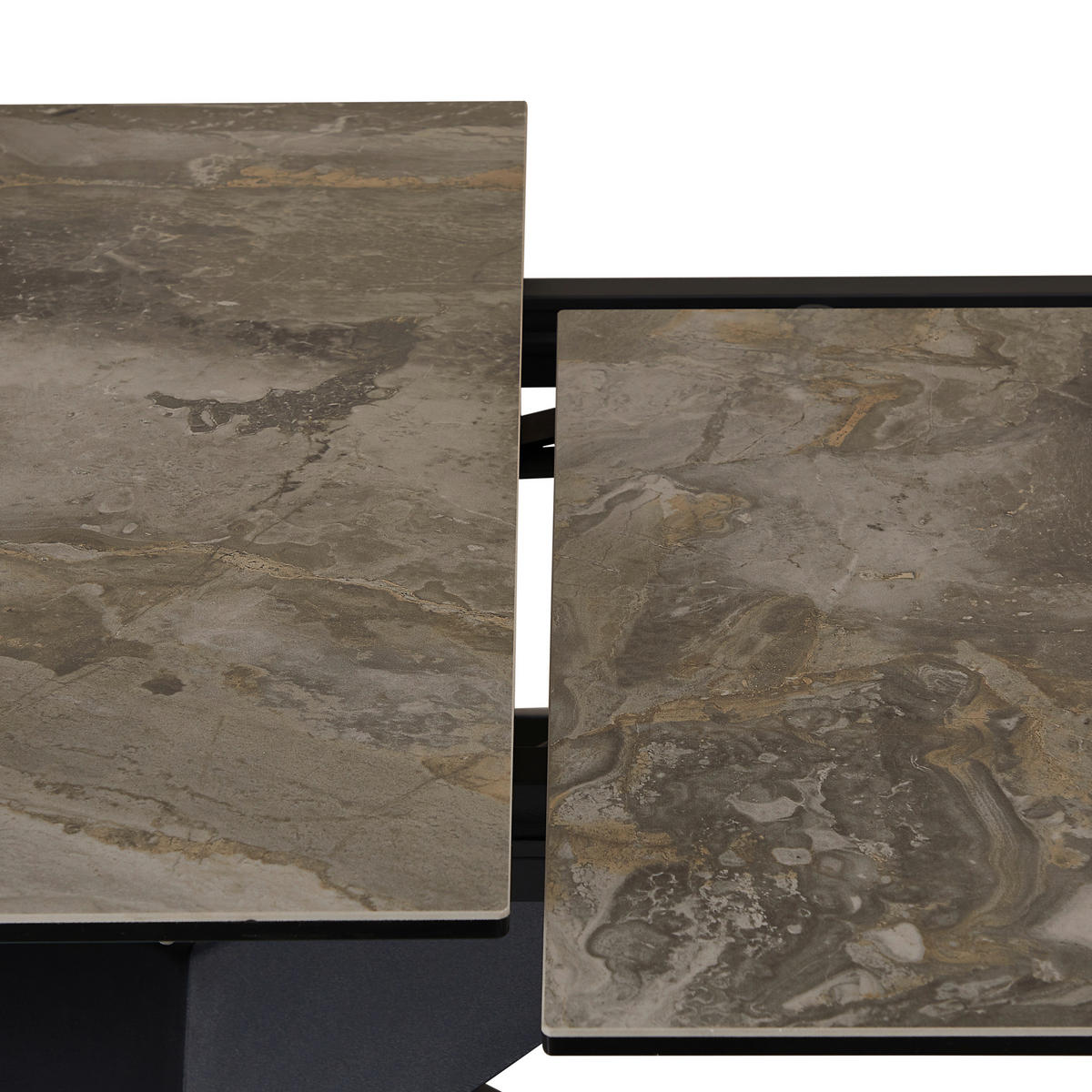 ESSTISCH in Metall, Glas, Keramik 180-250/98/77 cm  - Beige/Schwarz, Design, Glas/Keramik (180-250/98/77cm) - Emilio Belluti