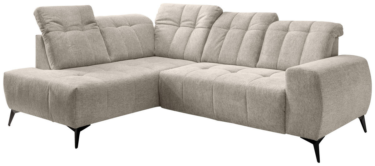 ECKSOFA in Chenille Beige  - Beige/Schwarz, Modern, Textil/Metall (200/261cm) - Livetastic