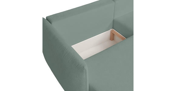 ECKSOFA Mintgrün Jersey  inkl. Rückenkissen, Bettkasten, Schlaffunktion, Rücken echt, Liegefläche im Originalstoff  - Schwarz/Mintgrün, KONVENTIONELL, Kunststoff/Textil (238/148cm) - Carryhome