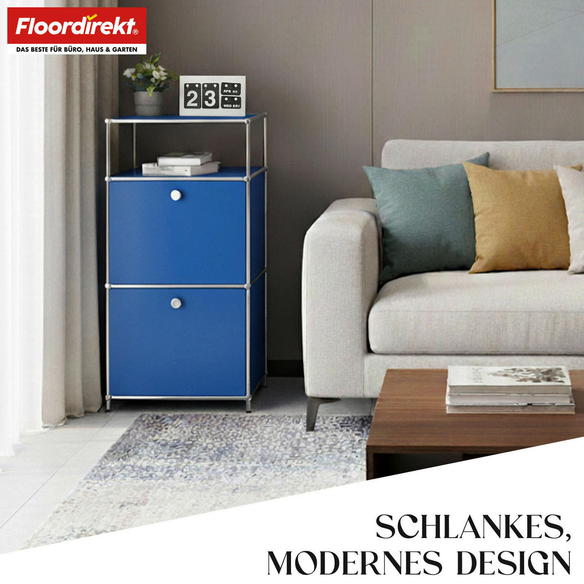 STANDREGAL Blau  - Blau, Basics, Metall (50/100/40cm) - Floordirekt